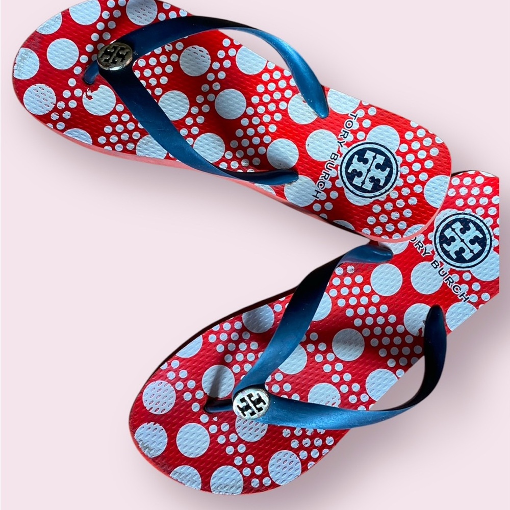 Tory Burch polka dot flip flops